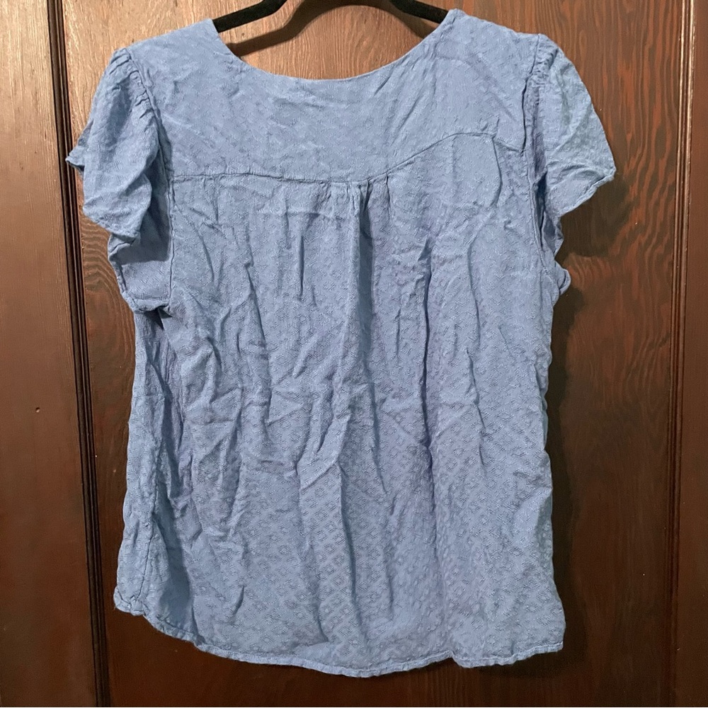 Christopher & Banks Shirt Size Large Rayon Blue - Picture 4 of 4